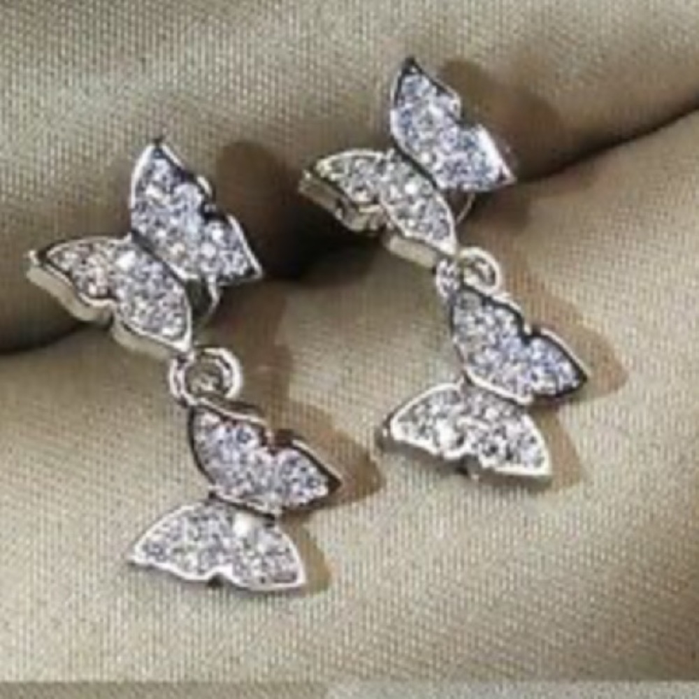 NEW Sterling silver Butterfly Earrings - Picture 2 of 2